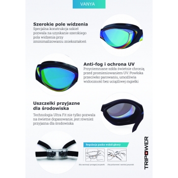 TRIPOWER VANYA Light Okulary pływackie White Black